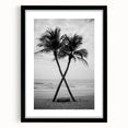 Extra large, textured abstract art print of colorful, Palm Beach scenery on a black framed canvas.