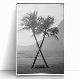 Framed acrylic print of an art deco style Palm Beach scenery in pastel shades, ideal for nursery wall art.