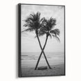 Black and white framed canvas featuring a vintage-style Palm Beach landscape, ideal for bedroom wall decor.