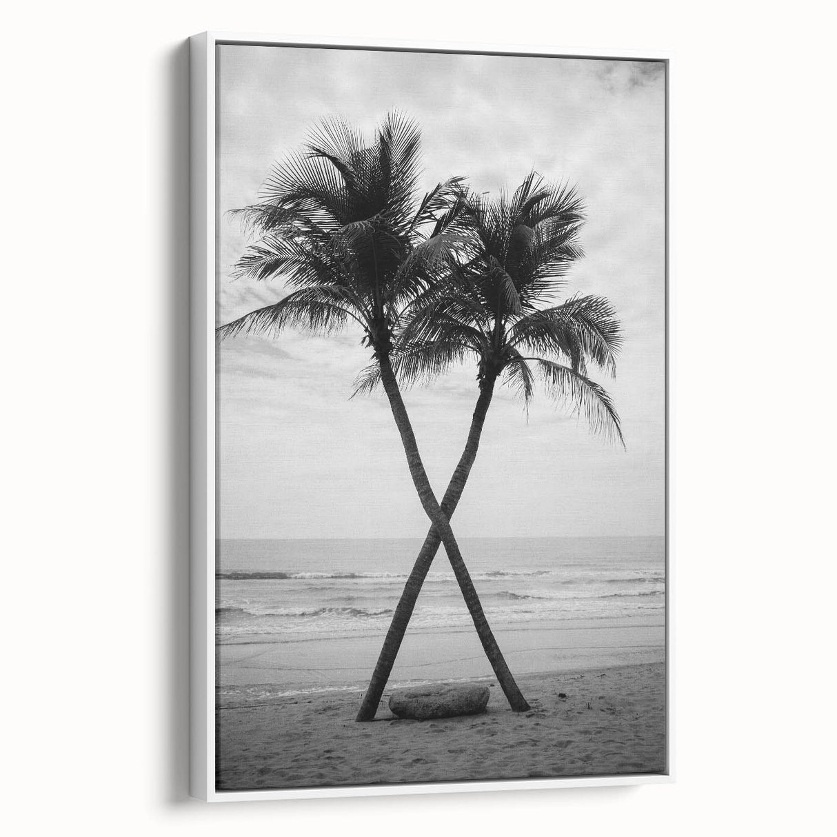 Vintage poster art of Palm Beach with colorful palette on extra large framed canvas, ideal for living room decor.