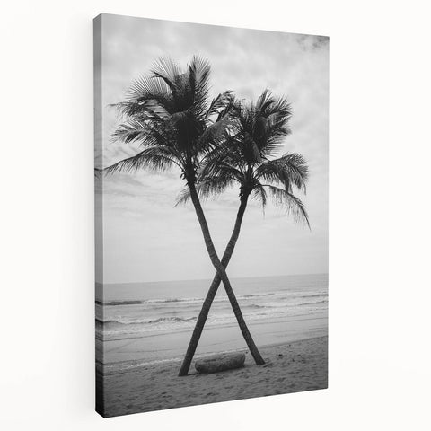 Palm Beach scenery on large stretched canvas with vibrant blue and green tones, suitable for kitchen wall art.