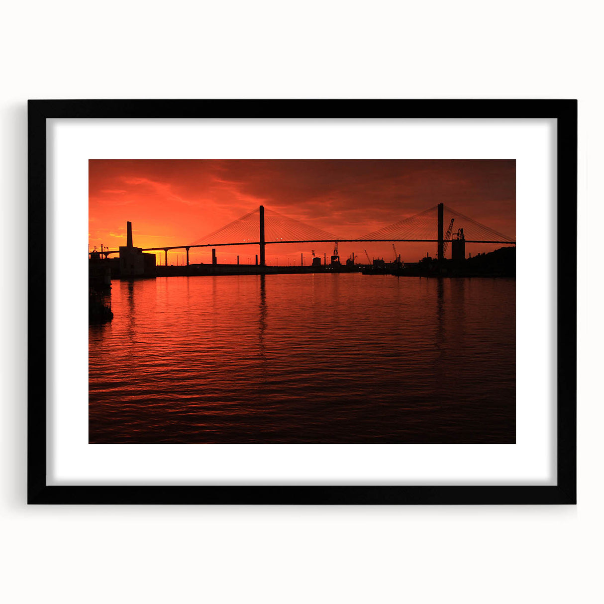 Extra large abstract art print of Savannah scenery in vibrant colors on a textured canvas, framed with a black mat.