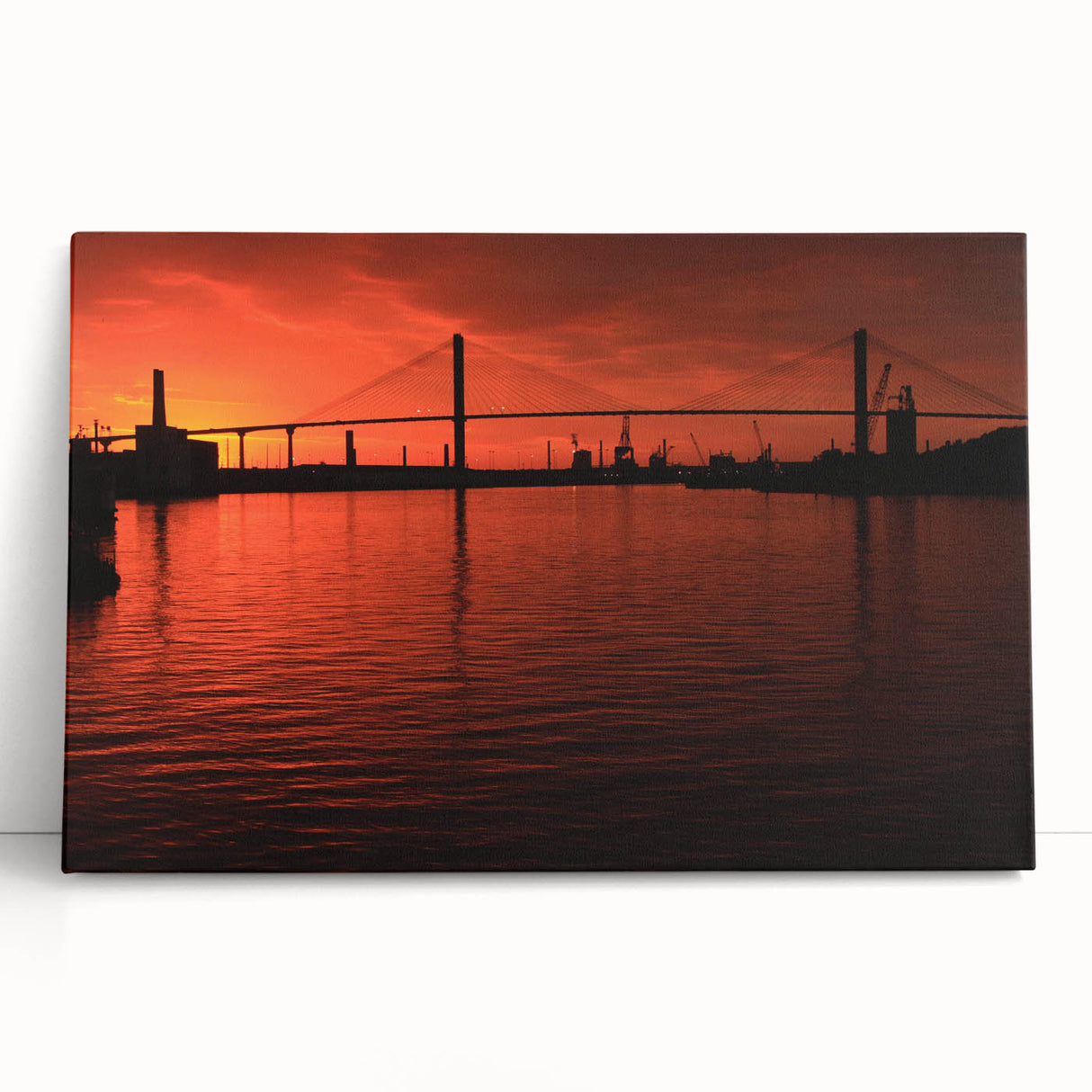 Black and white photo of Savannah cityscape on large stretched canvas, ideal for kitchen wall art or bedroom decor.