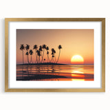 Extra large abstract art print of Maui scenery in a gold frame with mat, featuring textured blue and green hues.
