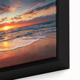 Extra large framed canvas featuring a textured depiction of Oahu's coastline in vibrant colors, ideal for living room decor.