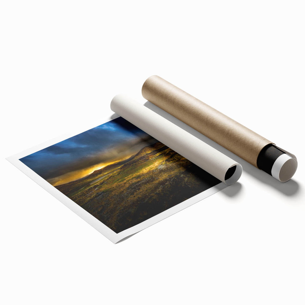 Extra large rolled print of Idaho scenery with soft floral motifs in pastel shades, ideal for classy bathroom wall art.