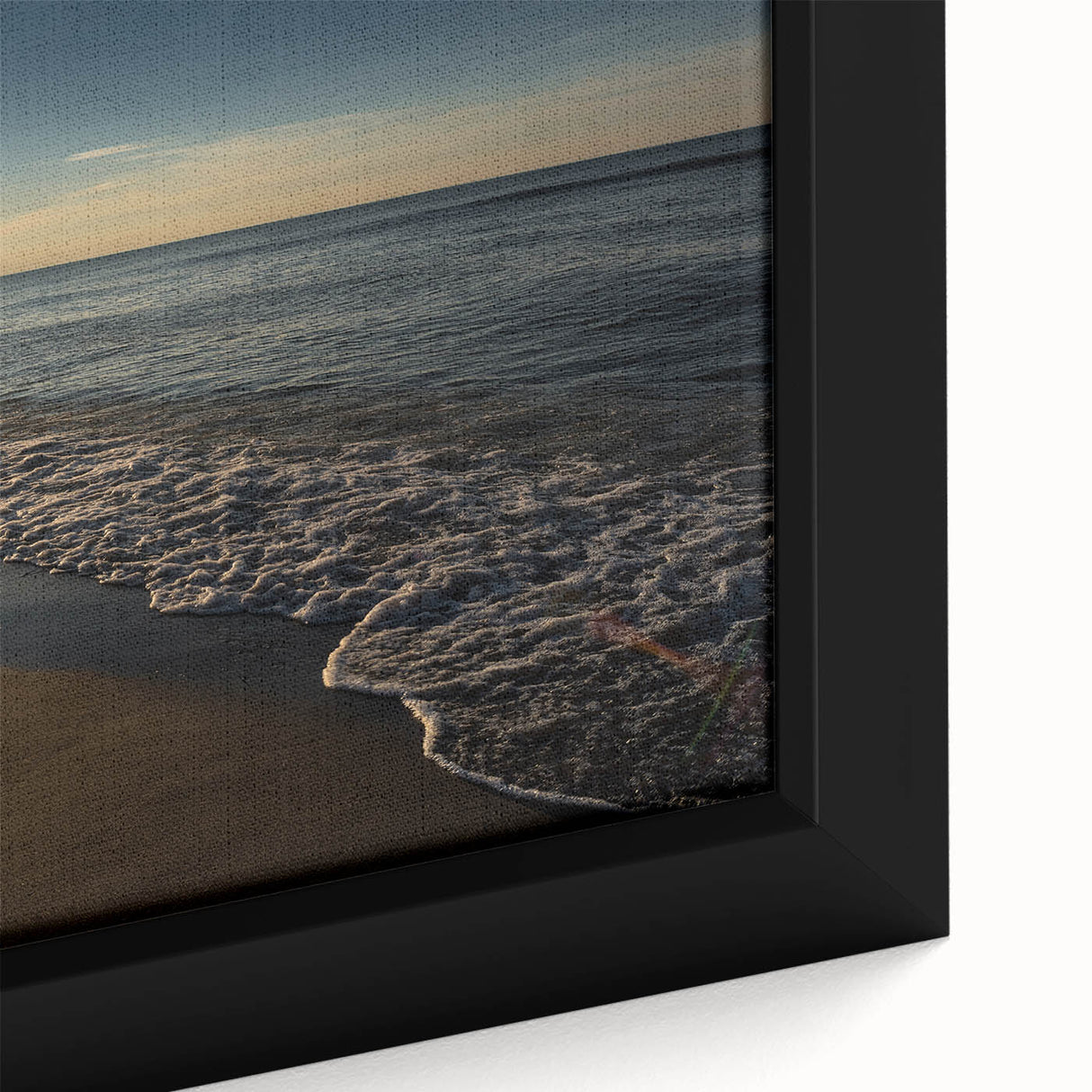 Close-up of black wall art featuring a textured Indiana landscape on a framed canvas, highlighted by colorful art elements.