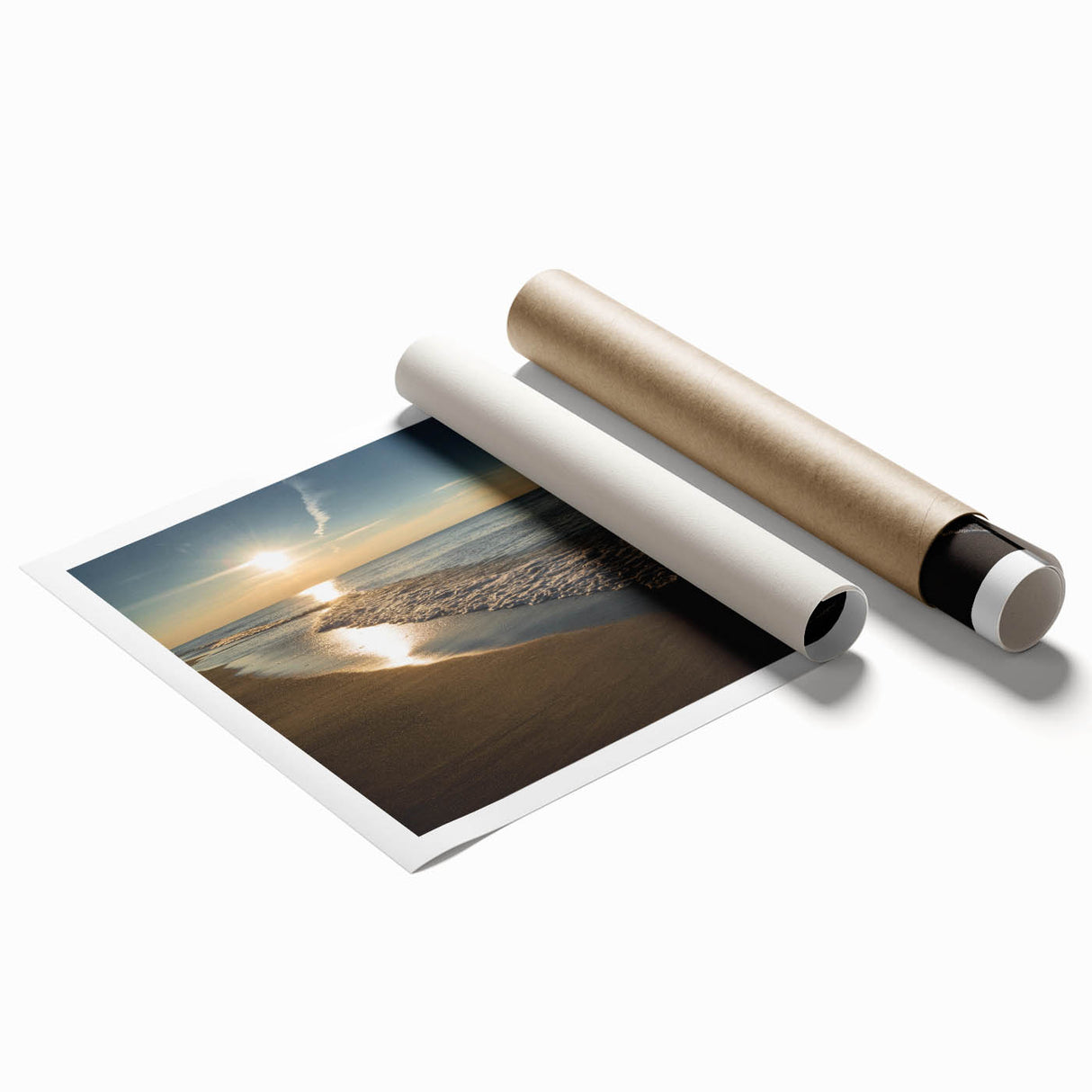 Rolled print of Indiana scenery with soft floral motifs in pastel shades.