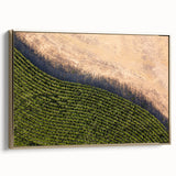 Framed canvas depicting a vintage-style Iowa landscape in muted gold and black tones, suitable for bedroom decor.