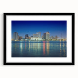 Abstract art print of a colorful, textured New Orleans scenery on a large framed canvas, suitable for living room décor.