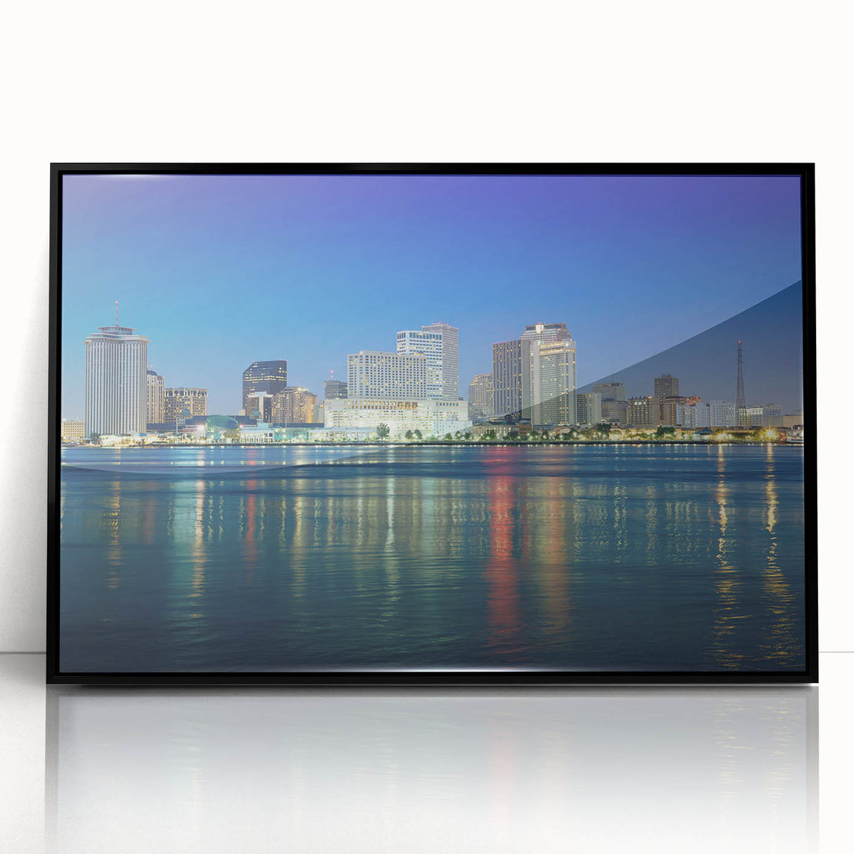 Large abstract wall art depicting a colorful New Orleans scene on framed acrylic, ideal for modern art wall decor.