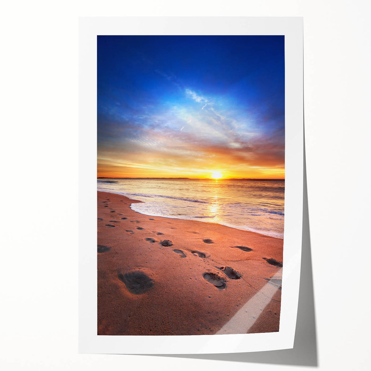 Extra large rolled print of Maine scenery with vibrant floral elements, ideal for dining room wall art.