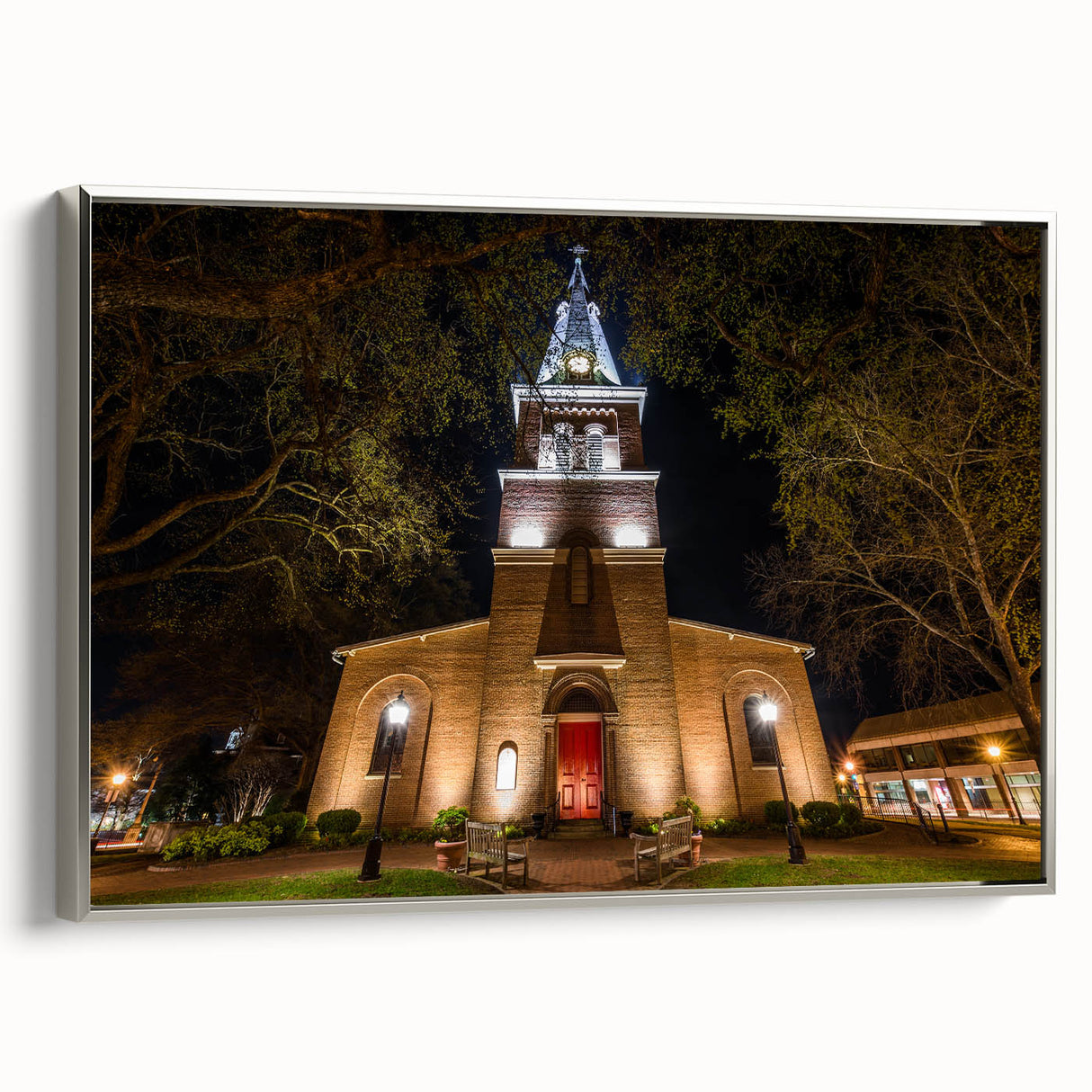 Framed canvas landscape art painting depicting Annapolis, Maryland, in muted colors, ideal for office decor.