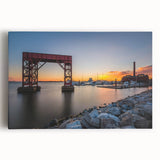 Black and white photo of Baltimore skyline on large stretched canvas, suitable for kitchen wall art.