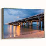 Framed canvas depicting a vintage-style Maryland Chesapeake Bay landscape in muted earth tones, ideal for bedroom wall art.