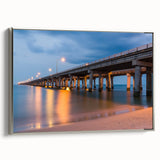 Framed canvas depicting a vintage-style Maryland Chesapeake Bay landscape in muted blues and greens.