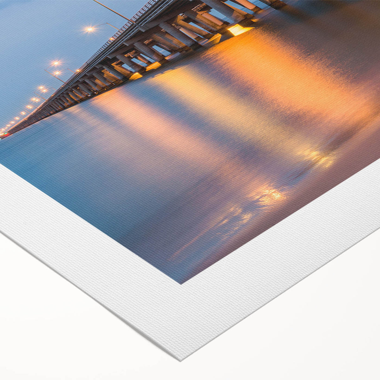 Art deco poster of Chesapeake Bay in muted blue and green tones on rolled canvas, suitable for dining room wall art.