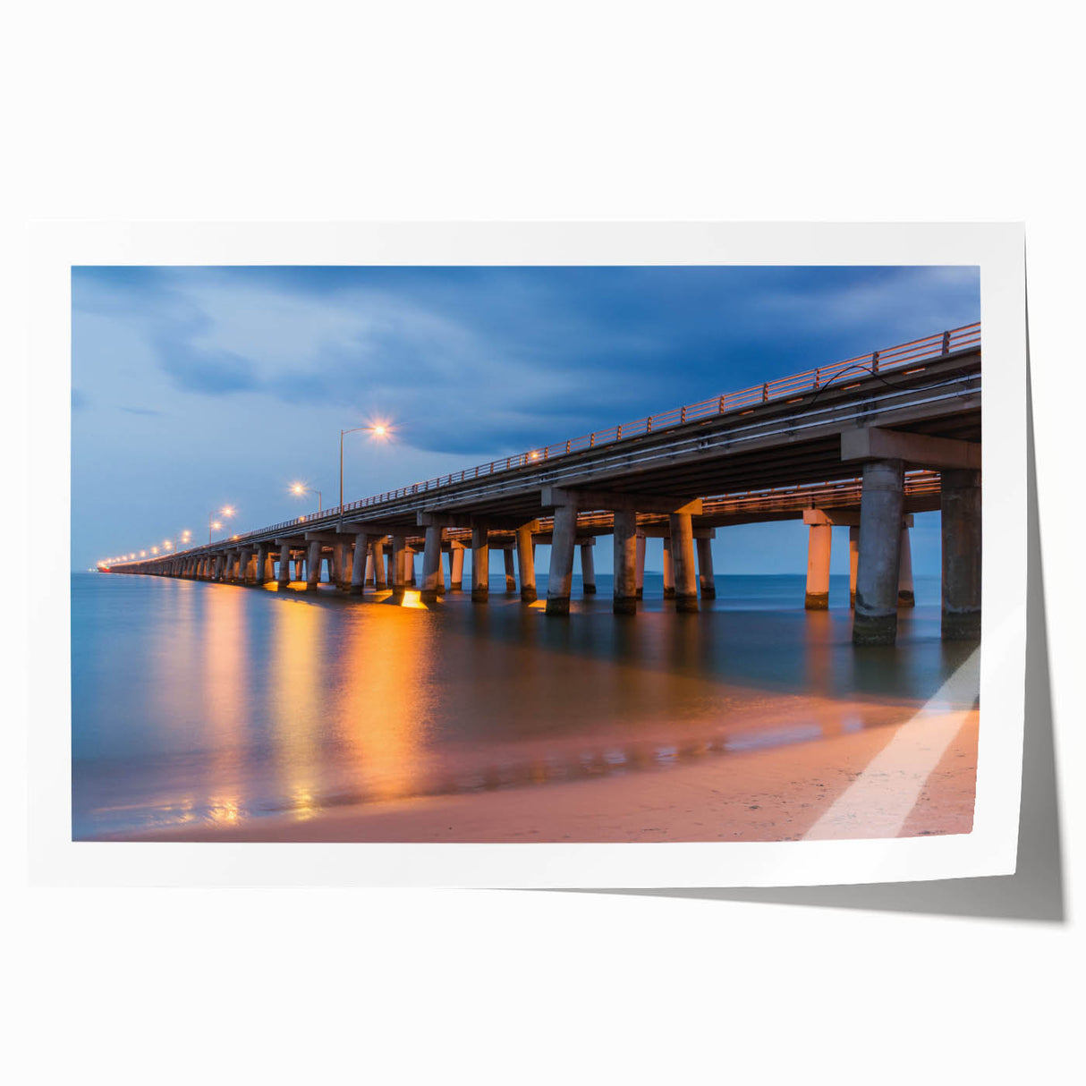 Chesapeake Bay scenery on rolled print, featuring soft blue and green tones, ideal for art wall dining room.