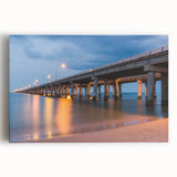 Black and white photo of Chesapeake Bay on stretched canvas, ideal for kitchen wall art.