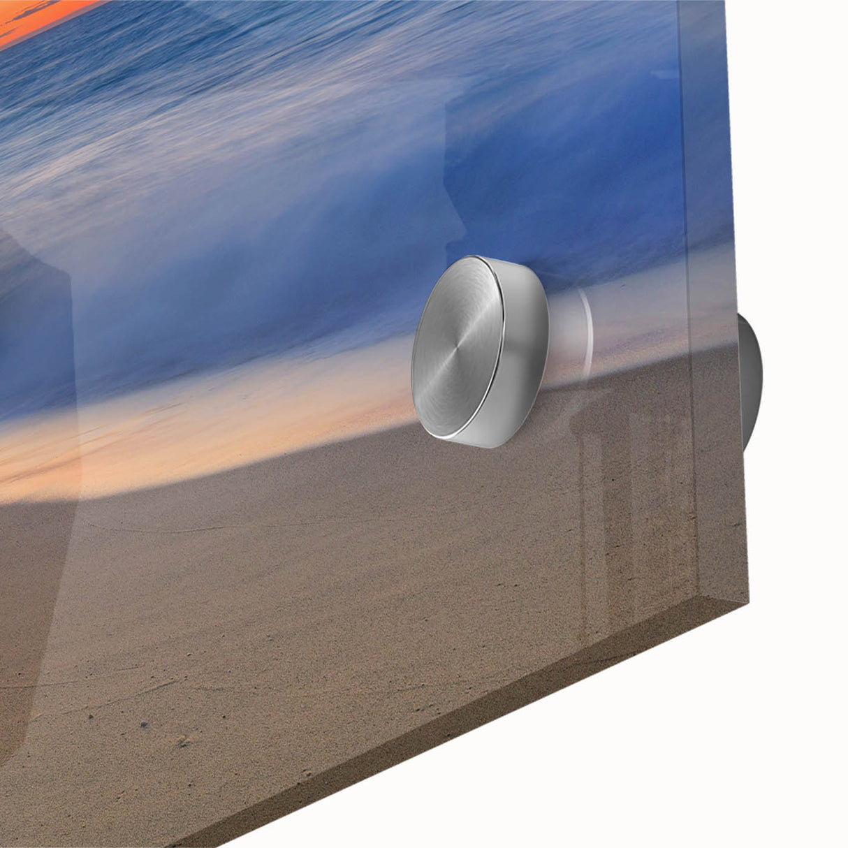 Large abstract wall art featuring a mid-century modernist design of Nantucket scenery in muted tones.
