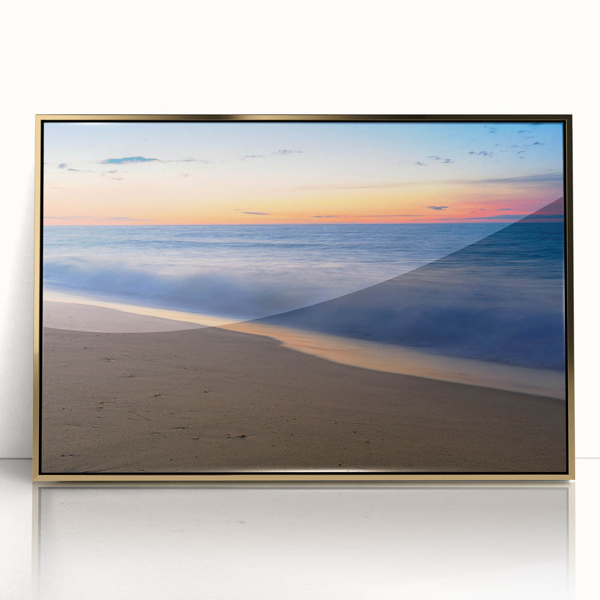 Framed acrylic print of a serene Nantucket landscape in soft pastel colors, ideal for nursery wall art.