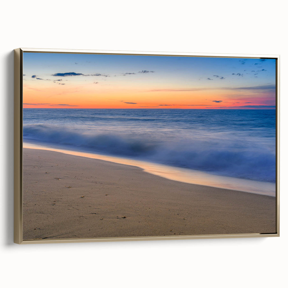 Framed canvas featuring a vintage-style landscape of Nantucket, with muted gold and black tones, ideal for bedroom wall art.