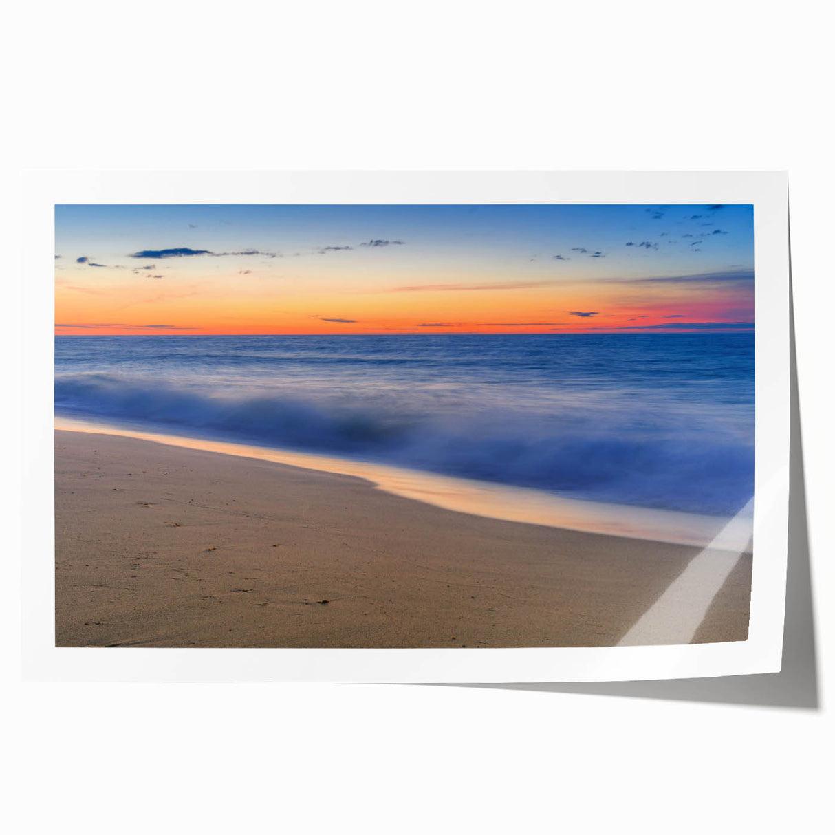 Extra large rolled print of a serene Nantucket landscape with soft floral elements, ideal for art wall dining room.