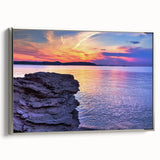 Framed canvas of a vintage-style Michigan Upper Peninsula landscape in muted earth tones, ideal for office or study decor.