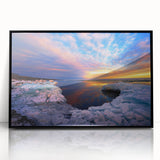 Large abstract wall art depicting a Minnesota landscape in muted earth tones on a black framed acrylic.