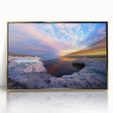 Framed acrylic print of a serene Minnesota landscape in muted earth tones, ideal for modern art wall decor.