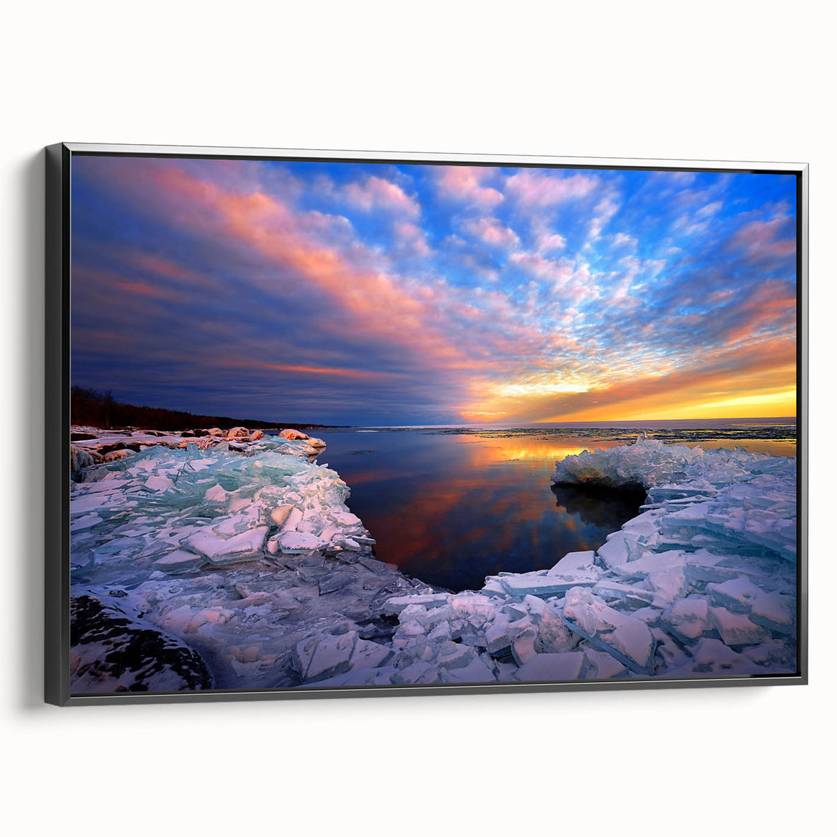 Black and white framed canvas featuring a vintage-style landscape painting of Minnesota, ideal for bedroom wall art.