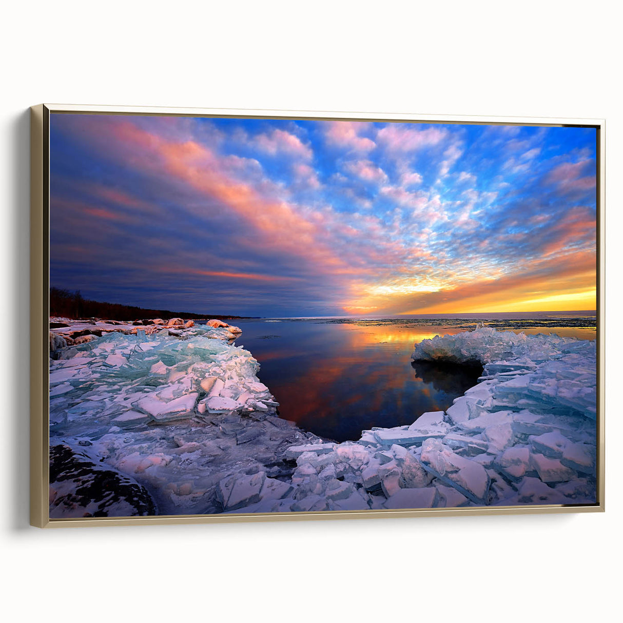 Framed canvas depicting a vintage-style Minnesota landscape in black and gold tones, ideal for bedroom wall art.