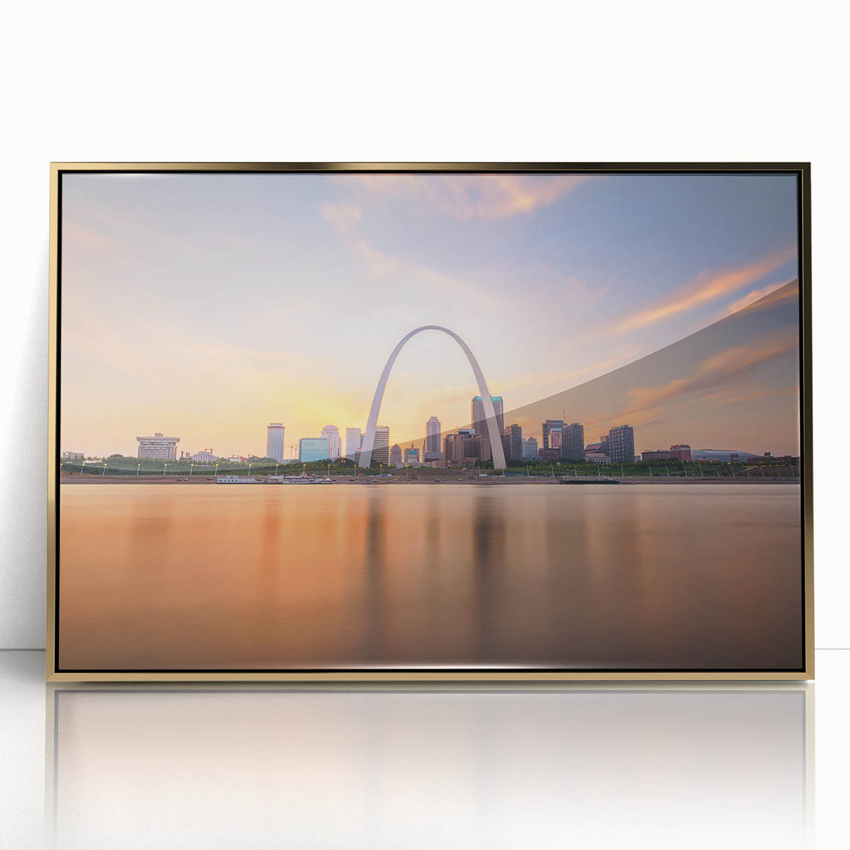 Large art print featuring a Mississippi landscape in muted earth tones on a framed acrylic.