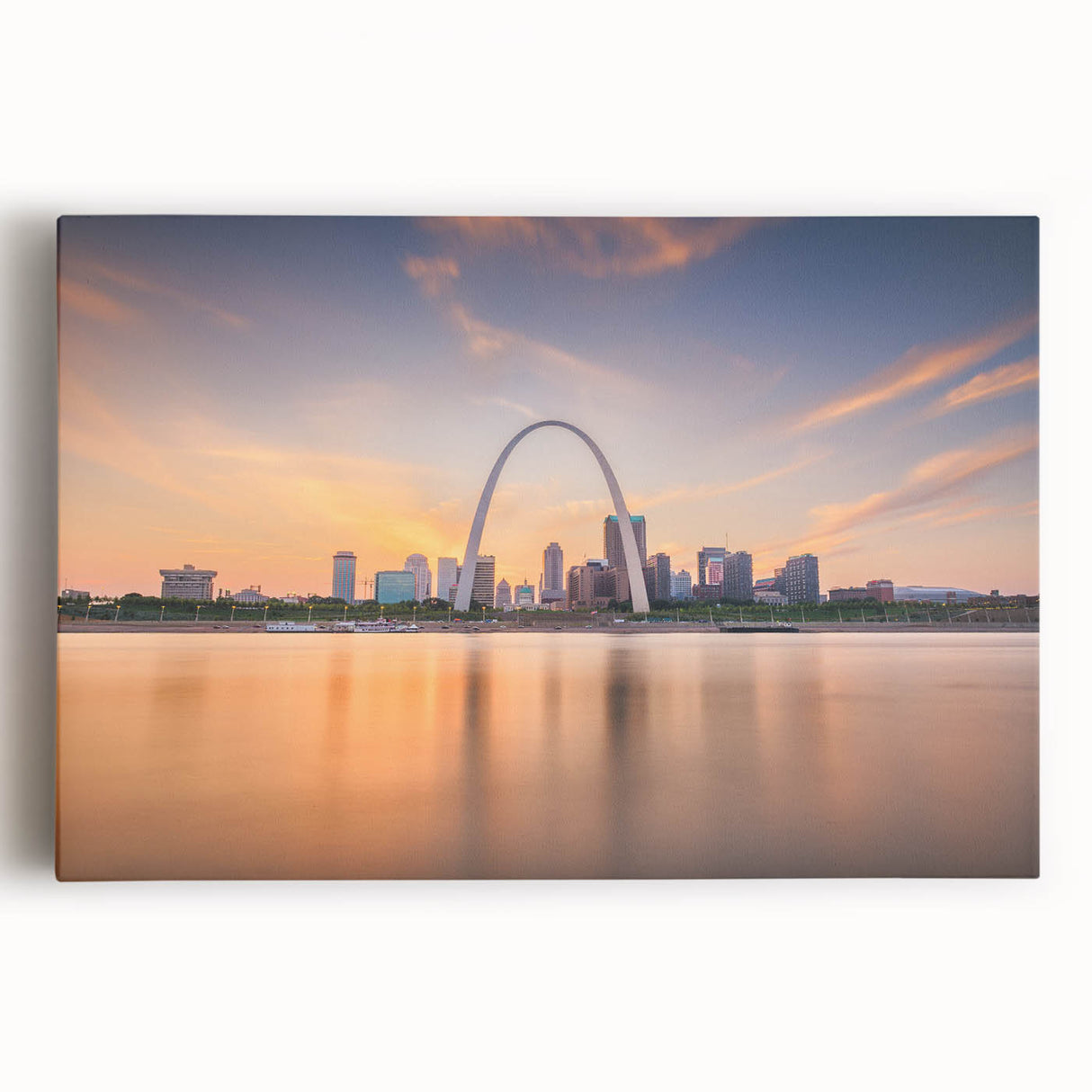 Black and white photograph of the Mississippi River on stretched canvas, ideal for kitchen wall art.