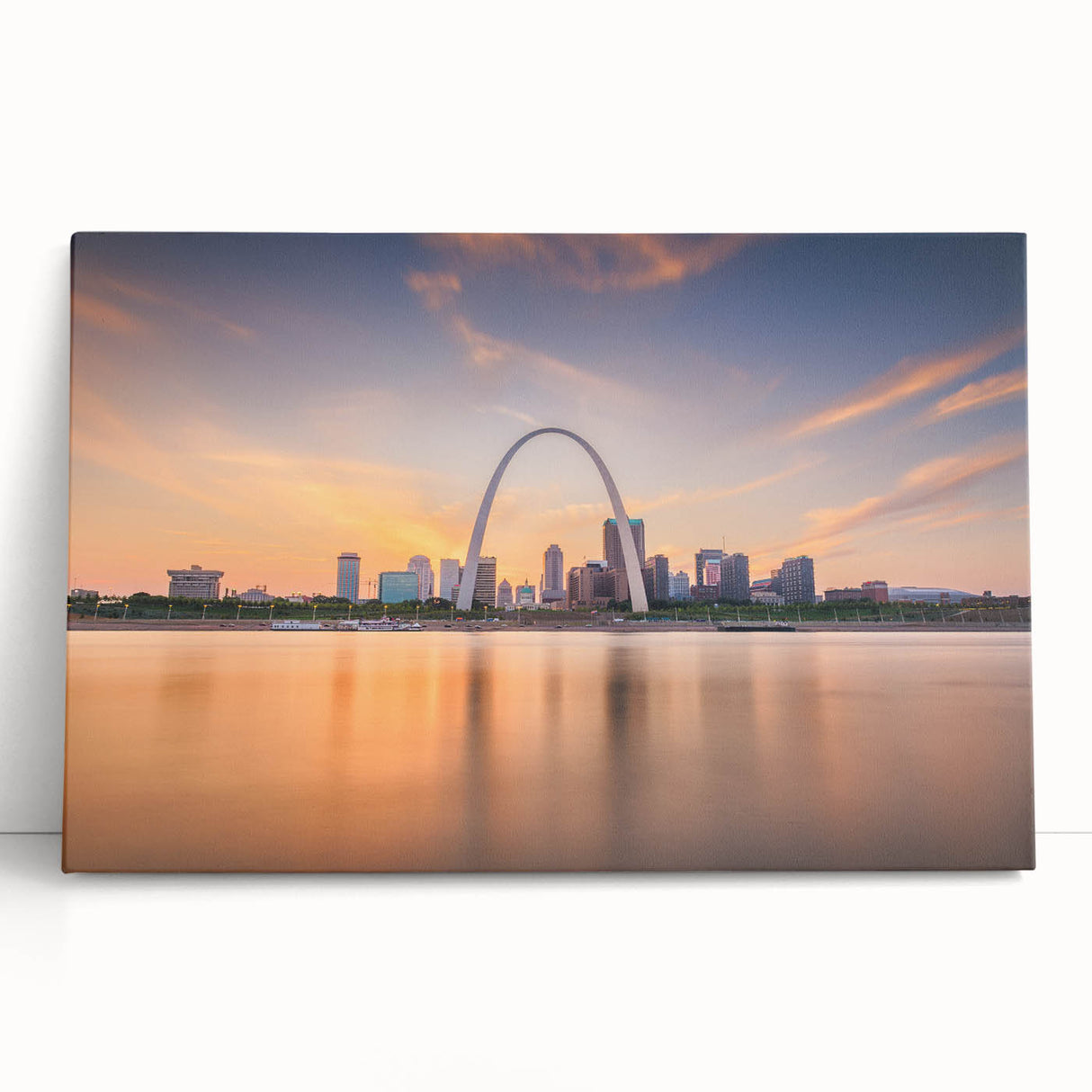 Black and white photograph of the Mississippi River on stretched canvas, ideal for kitchen wall art.