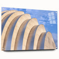 Acrylic print of Kansas City skyline with muted blue and gray tones, ideal for modern bedroom or dining room decor.