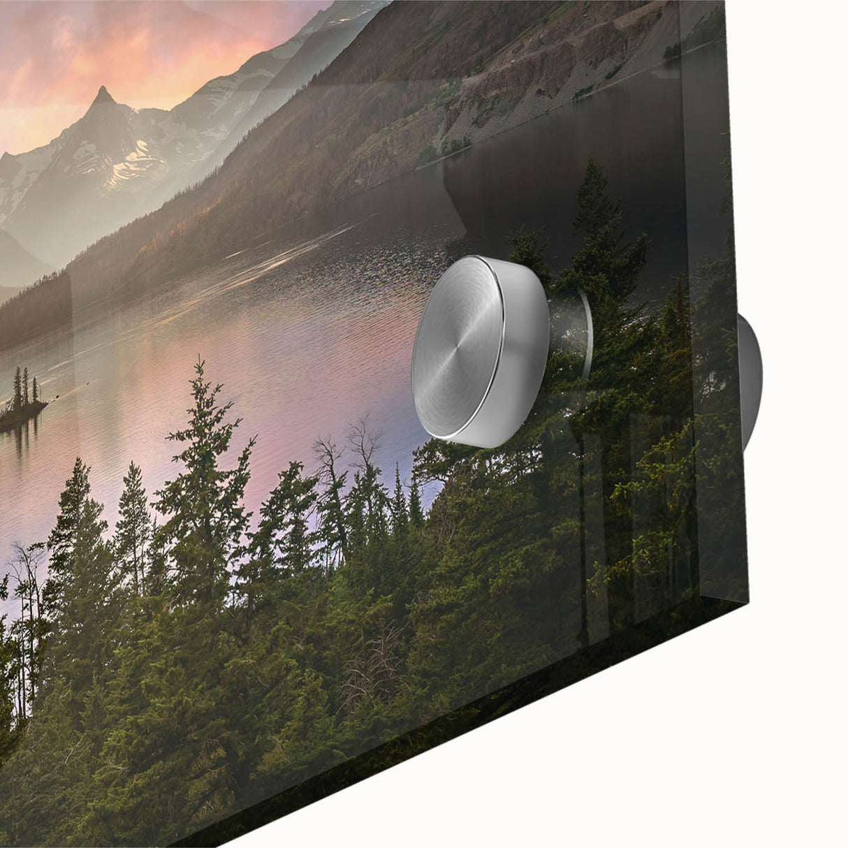 Large abstract wall art of Montana Glacier in muted earth tones on acrylic glass, suitable for dining room ambiance.