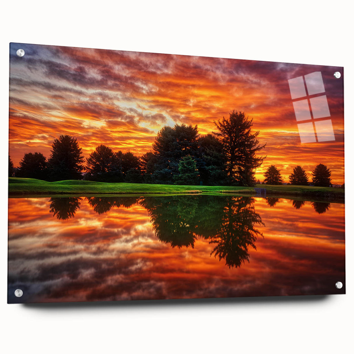 Acrylic print of a large abstract depiction of Nebraska scenery in muted earth tones.