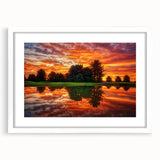 Abstract art print of Nebraska scenery in muted earth tones, framed with a white mat, suitable for dining room decor.