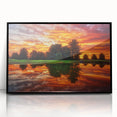 Large abstract wall art depicting Nebraska scenery in muted earth tones, framed in black acrylic.