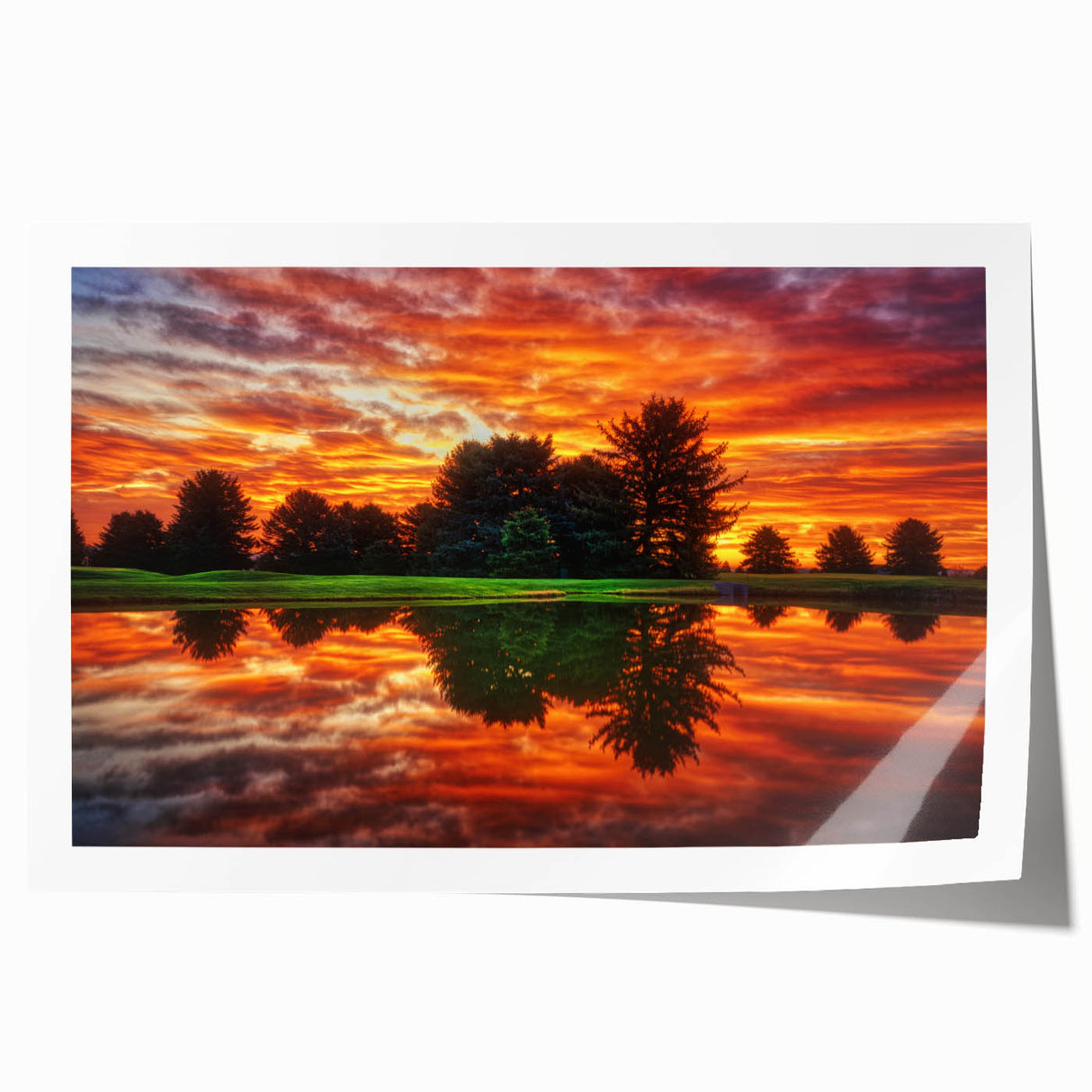Extra large rolled print of Nebraska scenery with vibrant green and blue tones, ideal for art wall dining room.