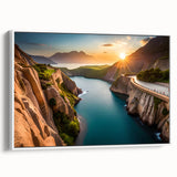 Vintage poster art of Lake Mead, Nevada, featuring vibrant colors on a white-framed canvas, ideal for living room decor.