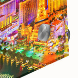 Acrylic print of Las Vegas skyline in large abstract style with vibrant colors, ideal for dining room art.