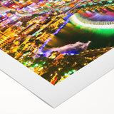 Art deco poster of the Las Vegas skyline in muted gold and black tones on rolled canvas, suitable for dining room decor.