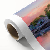 Art Deco poster of New Hampshire scenery on rolled canvas, featuring muted earth tones, ideal for nursery wall art.