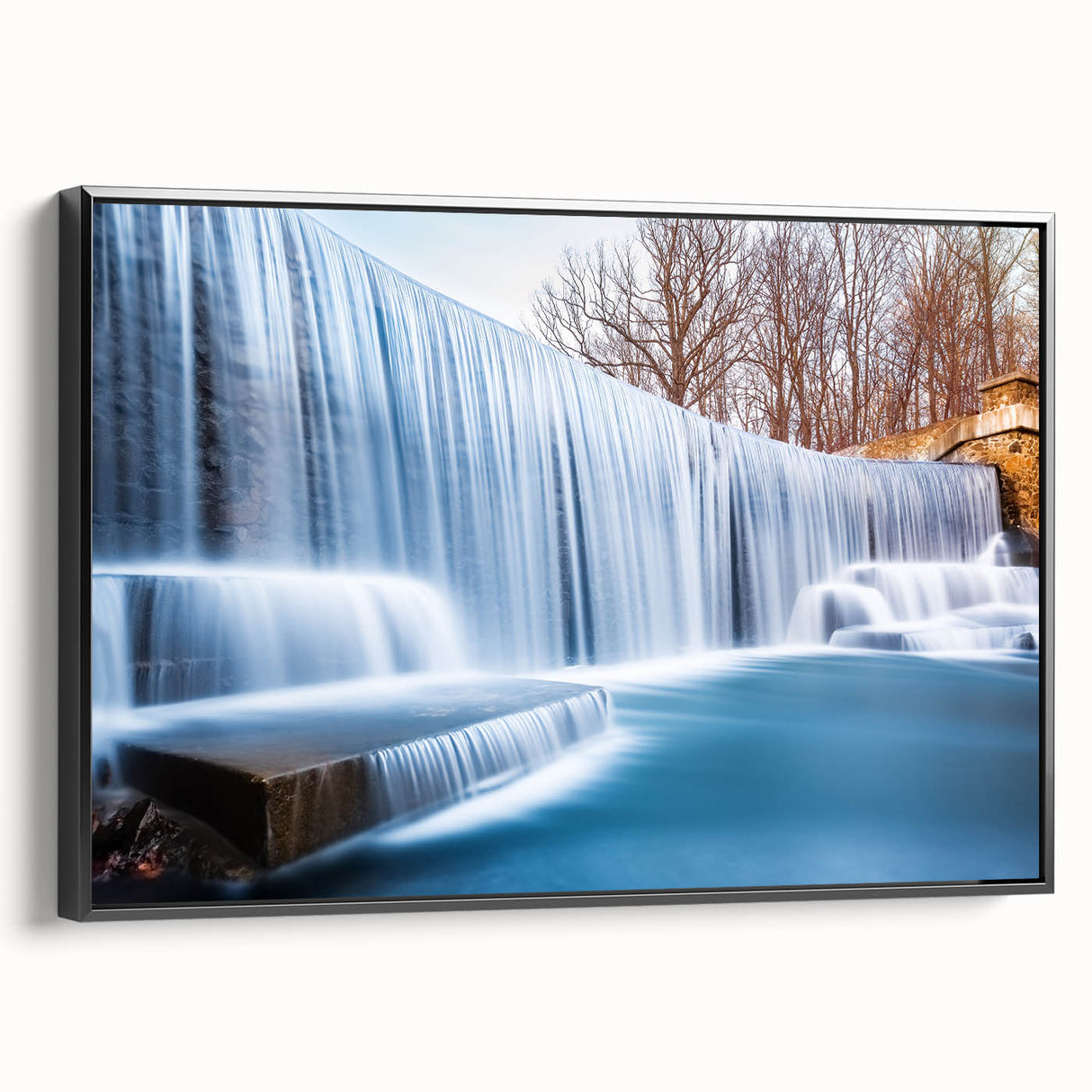 Black and white framed canvas depicting a vintage New Jersey landscape, ideal for bedroom wall decor.