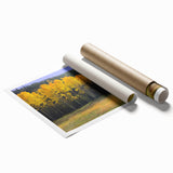 Extra large rolled print of New Mexico scenery with vibrant desert flora, ideal for classy bathroom wall art.