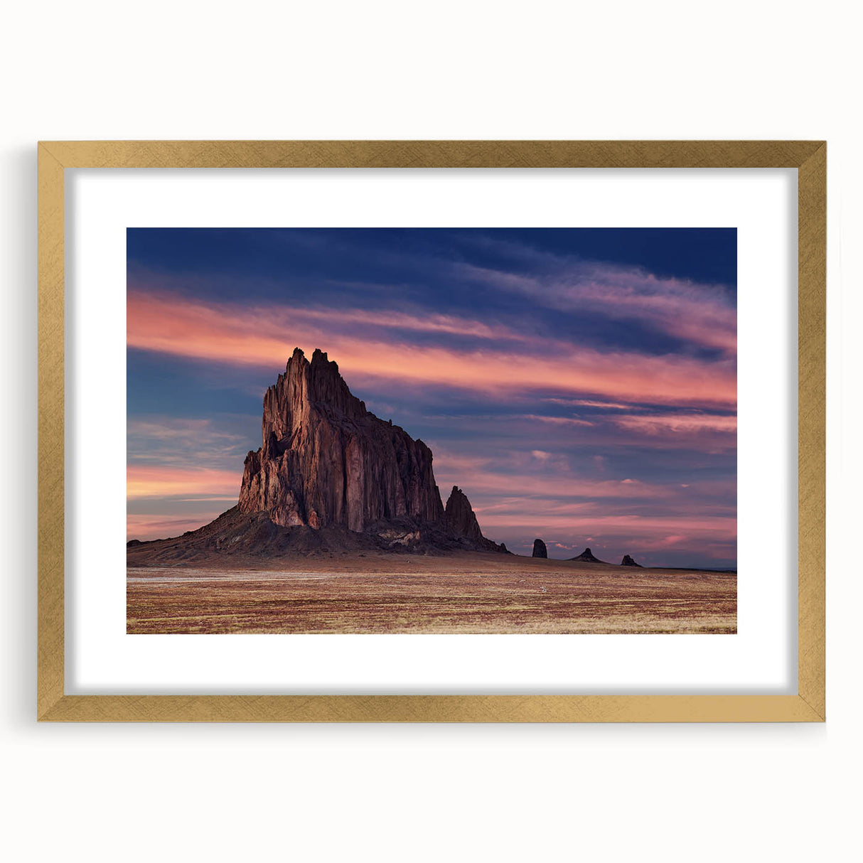 Extra large wall art featuring abstract textures and white sands of New Mexico in muted gray tones, framed in gold.