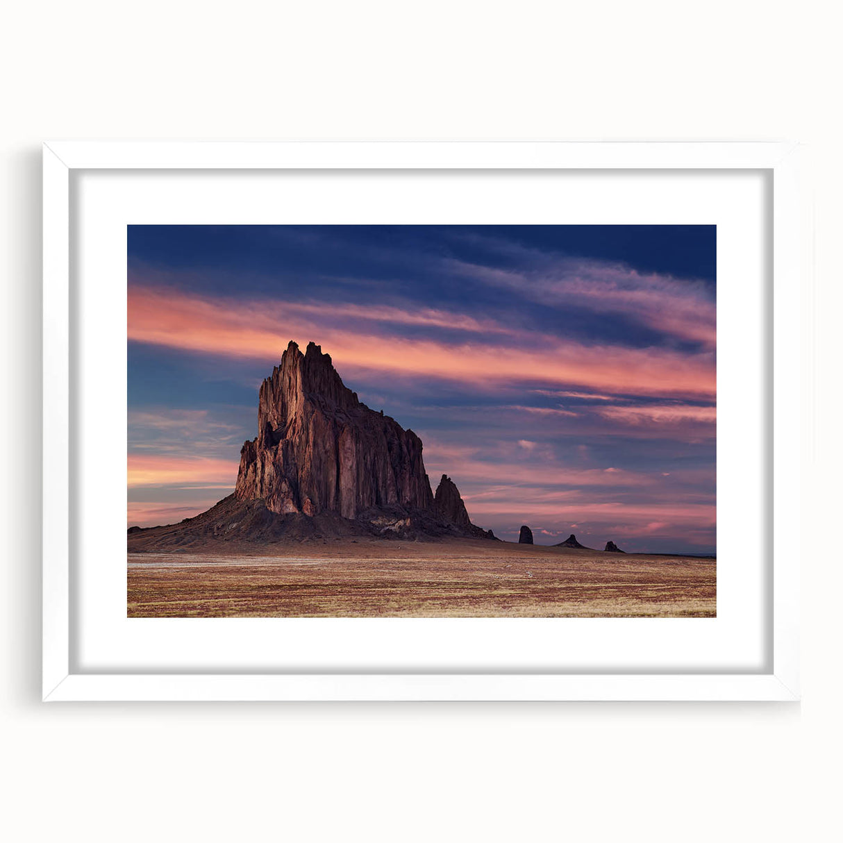 Abstract art print of White Sands, New Mexico in muted beige and white tones on a framed canvas, ideal for dining room decor.
