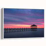 Vintage poster art of the Outer Banks in North Carolina, featuring colorful art on a large framed canvas.